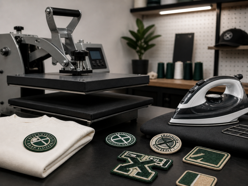 Cómo pegar parches bordados personalizados: proceso con plancha industrial y doméstica