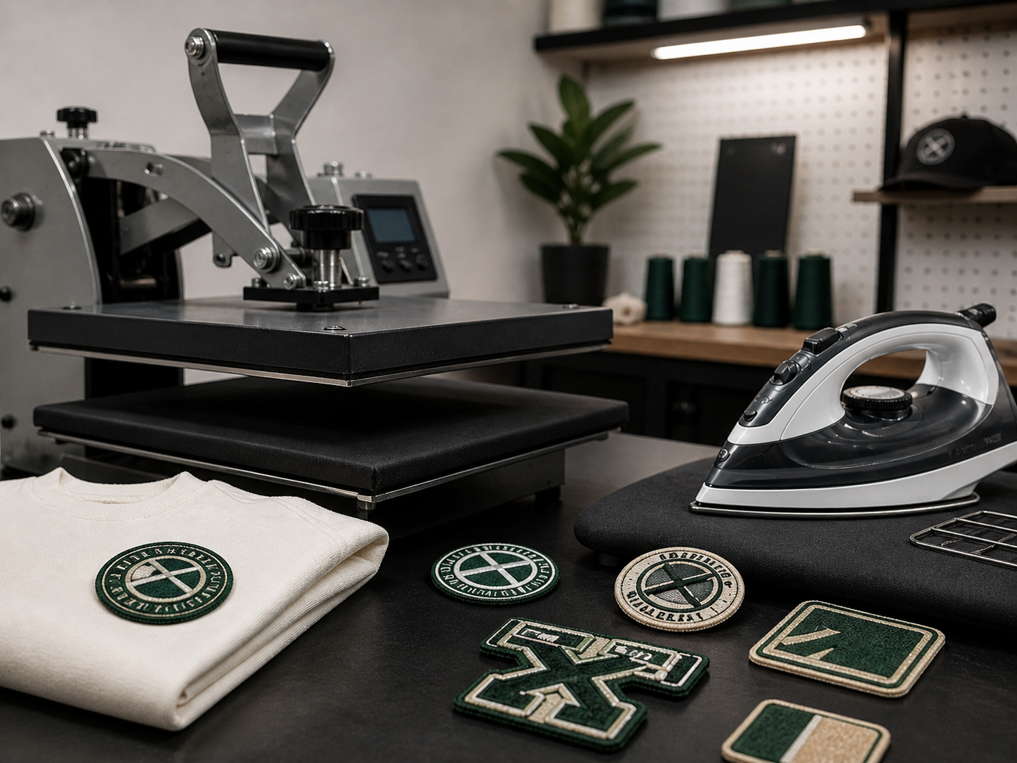 Cómo pegar parches bordados personalizados: proceso con plancha industrial y doméstica